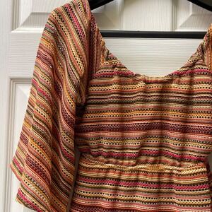 Anthropologie Judith March Women's Crochet Striped Dress Size Small Bell Sleeve